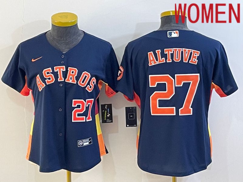 Women Houston Astros 27 Altuve Blue Game Nike 2022 MLB Jersey